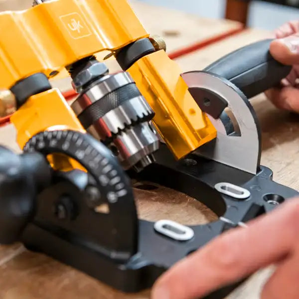 UJK Drill Guide with 10mm Chuck - Joinery Achieve accurate, straight holes every time the Technology Secure angle