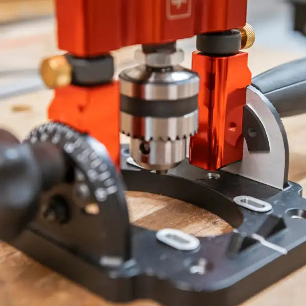 UJK Drill Guide with 10mm Chuck - Joinery Achieve accurate, straight holes every time the Technology Secure angle