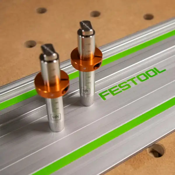 UJK Guide Rail Dogs for Festool (Pkt 2) - MFT & Parf System Replaces the need rail clips Tee-bolt design fits into
