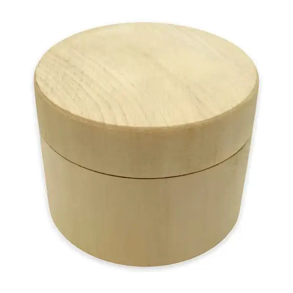 Wooden Round Ring Box - Pyrography Project - wooden pill / box with snug fitting lid. box. Unfinished, light wood
