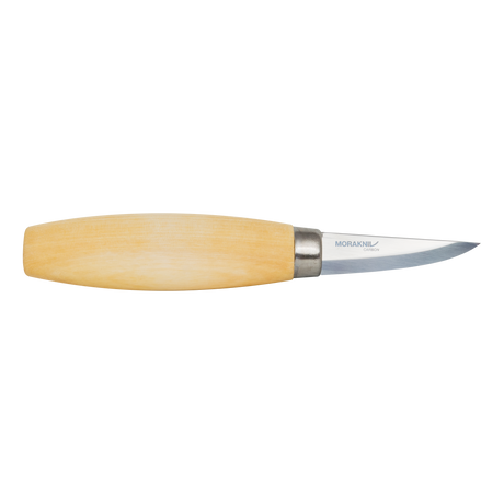 Mora Carving Knife 120C 49mm Carbon - With a barrel-shaped oiled Scandinavian birch wood handle and an approximately