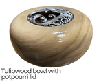 tulipwood bowl with pewter potpourri lid
