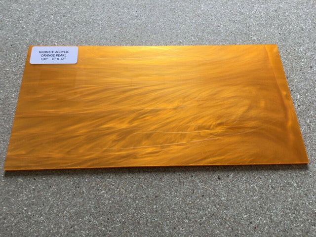 Kirinite Solar Flare (Orange Pearl) 1/4" x 6" x 12" Sheet for Wood Working Kirinite