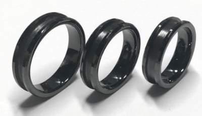 6mm Inlay Black Ceramic Ring Core Greenvill Crafts