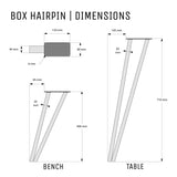Box Hairpin Table Legs - 28" / 71cm Hair Pin Legs