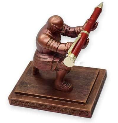 Copper Kneeling Knight Executive Pen Holder Greenvill Crafts