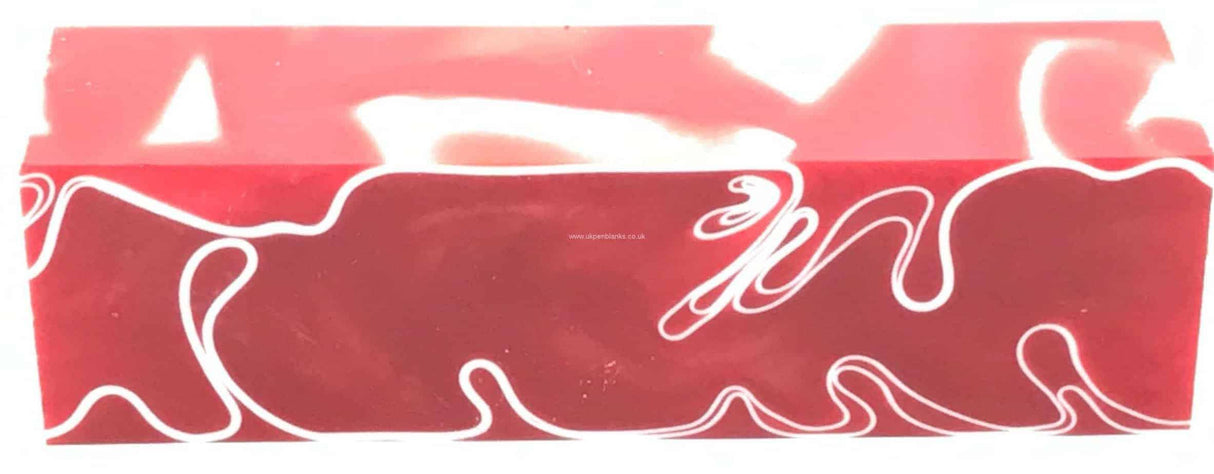 200mm Red/White Strawberries & Cream - Kirinite Pen Blank Kirinite