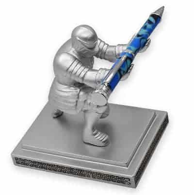 Silver Kneeling Knight Executive Pen Holder Greenvill Crafts